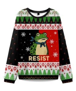 Resist Portland Frog Ugly Christmas Sweater
