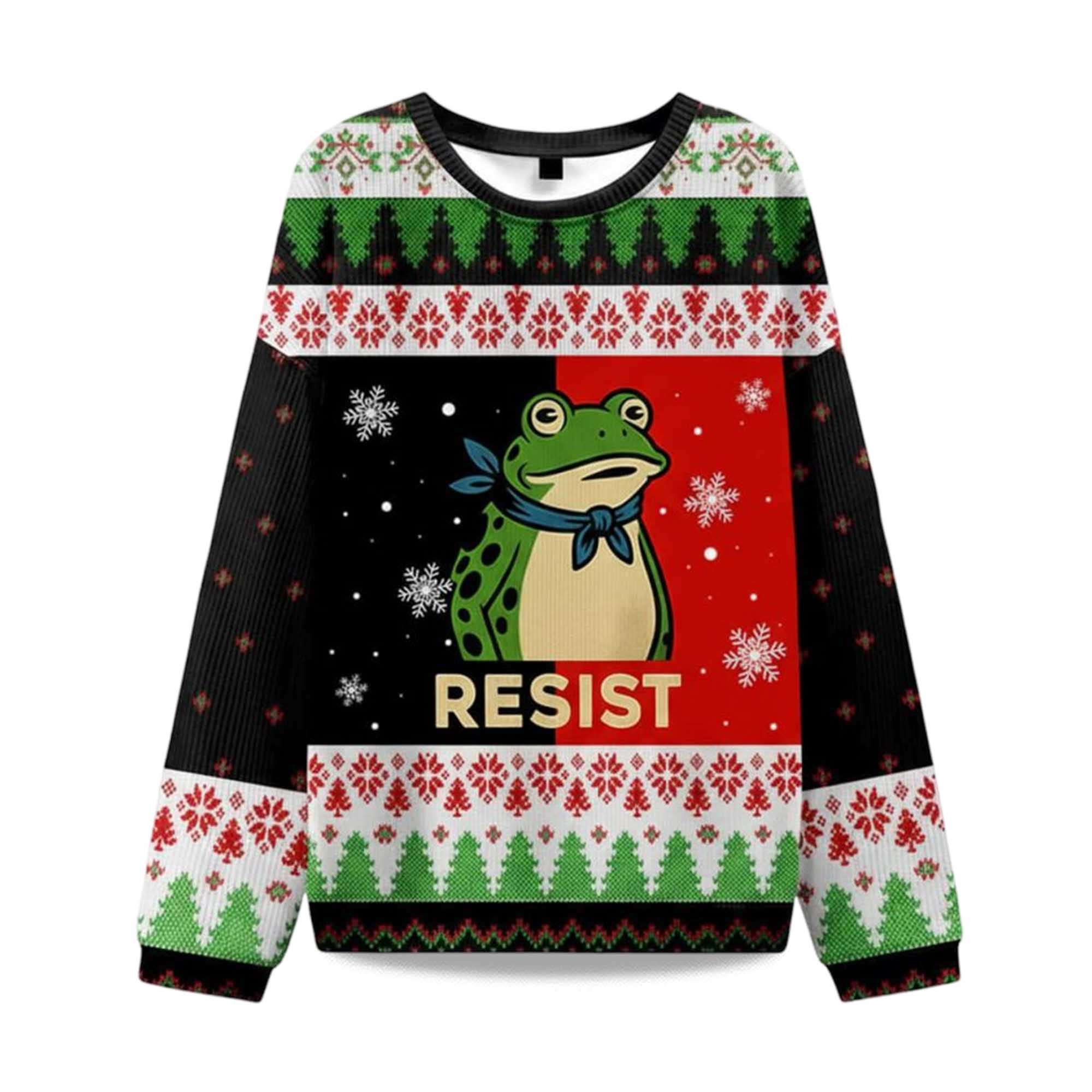 Resist Portland Frog Ugly Christmas Sweater