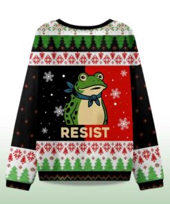 Alternative view of Resist Portland Frog Ugly Christmas Sweater