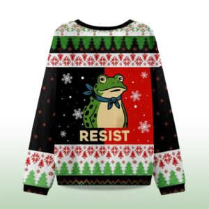 Alternative view of Resist Portland Frog Ugly Christmas Sweater