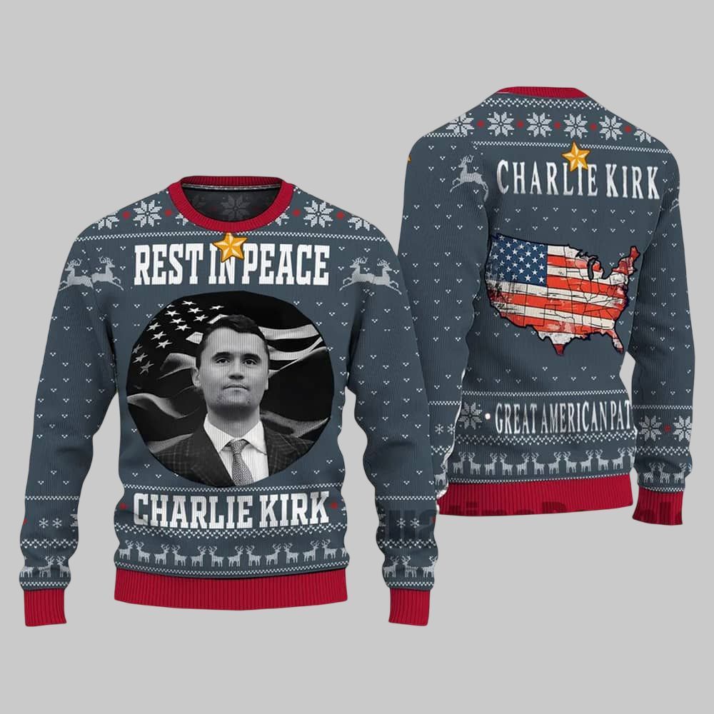 Rest In Peace Charlie Kirk Ugly Christmas Sweater - Image 3