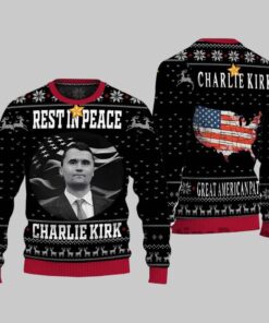 Rest In Peace Charlie Kirk Ugly Christmas Sweater 
