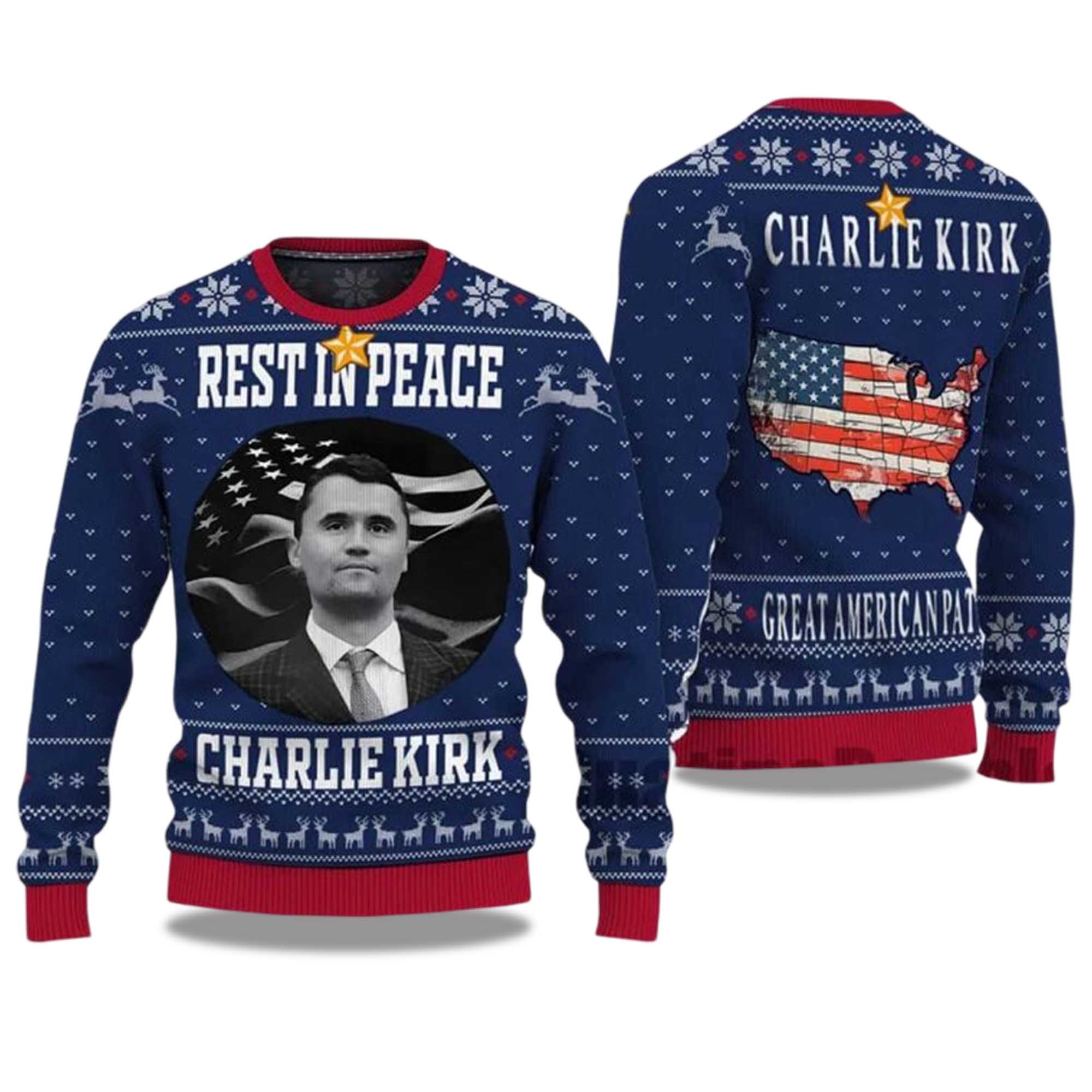 Rest In Peace Charlie Kirk Ugly Christmas Sweater - Image 3