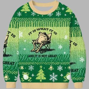 Resting Frog Funny Christmas Ugly Sweater - gullprint.com