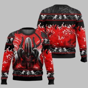 Alternative view of Retro Alien Xenomorph Ugly Christmas Sweater