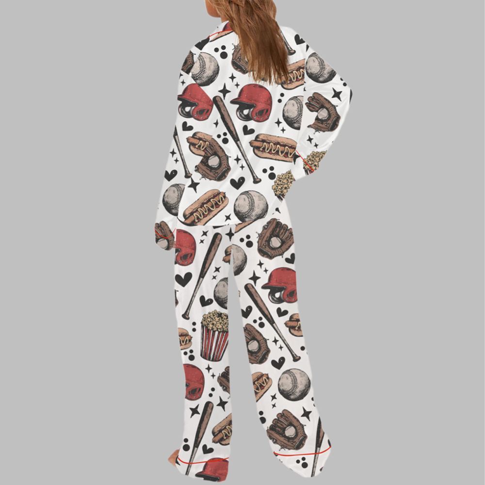 Retro Baseball Game Day Pajama Set For Women - Image 3