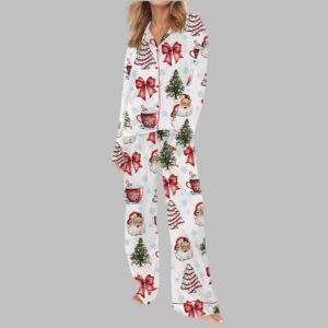 Alternative view of Retro Coquette Christmas Satin Pajama Set