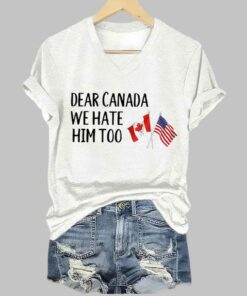 Alternative view of Retro Dear Canada We Hate Him Too Print T-Shirt