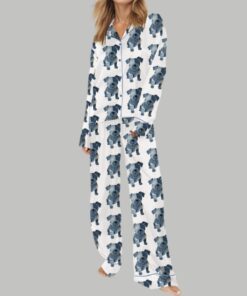 Alternative view of Retro Denim Patch Dog Silky Satin Pajama Set