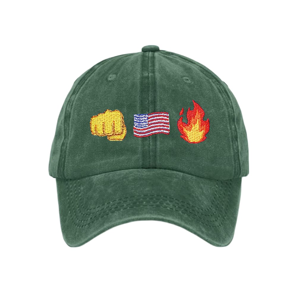Retro Fist Flag Fire Print Baseball Cap - Image 3