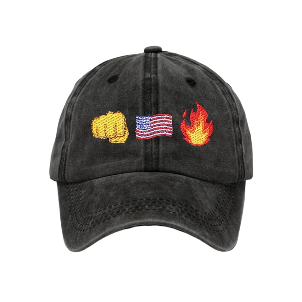 Retro Fist Flag Fire Print Baseball Cap