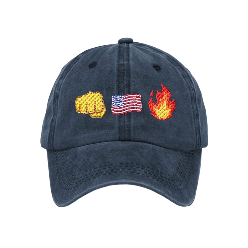 Retro Fist Flag Fire Print Baseball Cap - Image 4