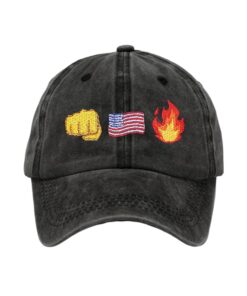 Retro Fist Flag Fire Print Baseball Cap