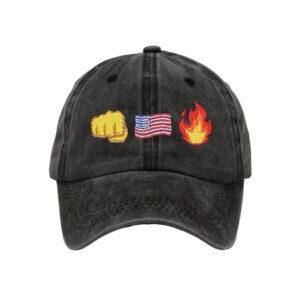 Retro Fist Flag Fire Print Baseball Cap