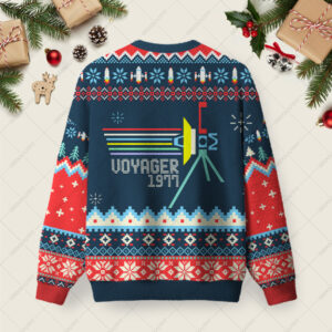 Alternative view of Retro NASA Voyager Spacecraft Ugly Christmas Sweater Sweatshirt