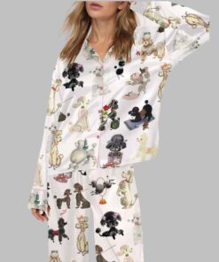 Retro Poodles Dogs Satin Pajama Set