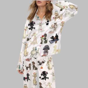 Retro Poodles Dogs Satin Pajama Set