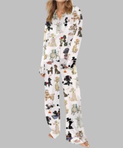 Alternative view of Retro Poodles Dogs Satin Pajama Set