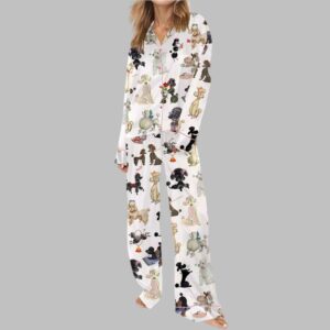 Alternative view of Retro Poodles Dogs Satin Pajama Set