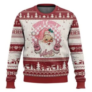Retro Santa Holly Jolly Vibes Ugly Christmas Sweater
