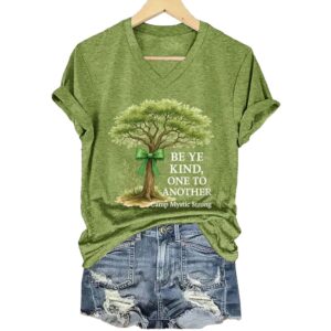 Retro Texas Strong Green Bow Cross Be Ye Kind One to Another Camp Mystic Strong Print T-Shirt