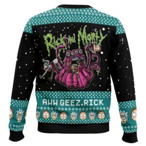 Alternative view of Rick And Morty Aww Geez Rick Ugly Christmas Sweater