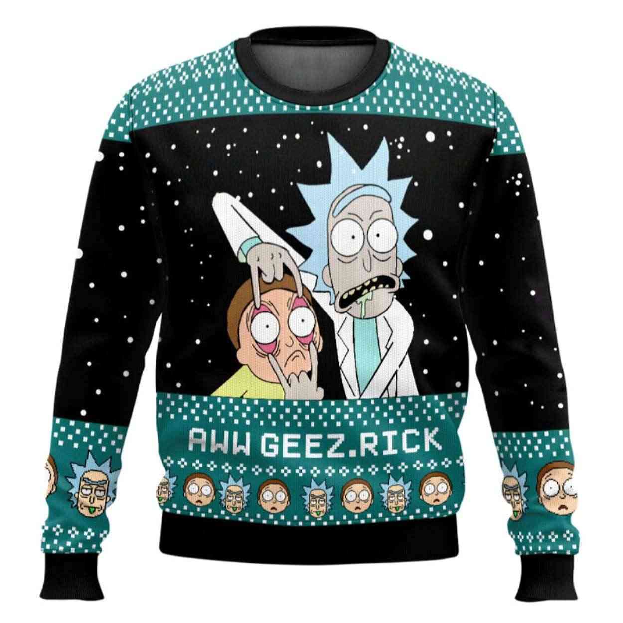 Rick And Morty Aww Geez Rick Ugly Christmas Sweater