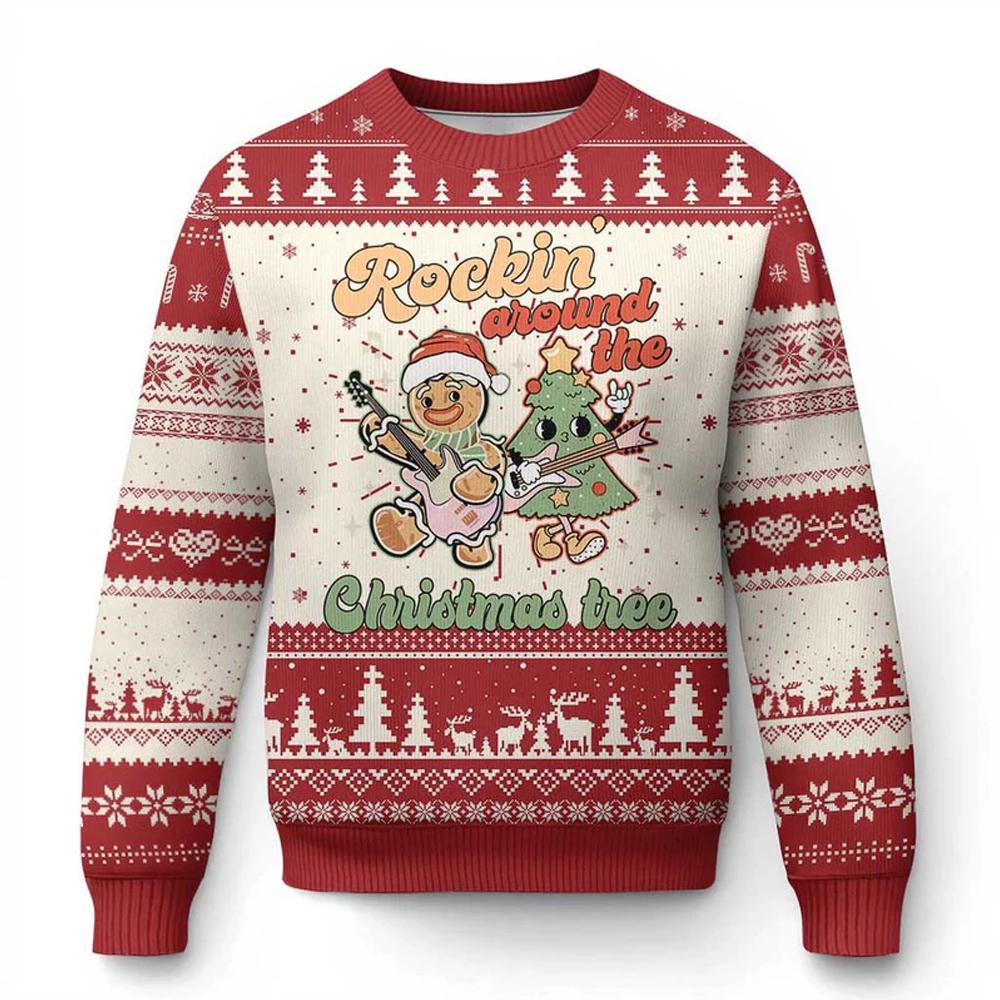Rockin Around The Christmas Tree Ugly Christmas Sweater - Grishko.com