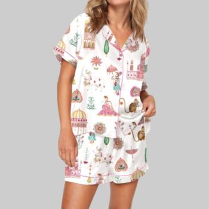 Royal Rajasthan Watercolor India Pajama Set For Women