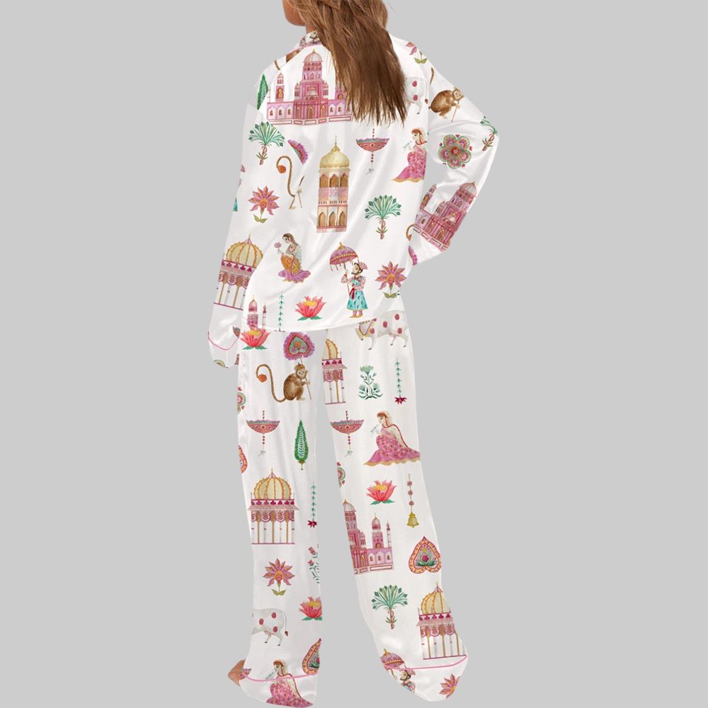 Royal Rajasthan Watercolor India Pajama Set For Women - Image 3