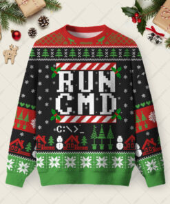 RUN CMD Ugly Christmas Fuzzy Fleece Sweatshirt