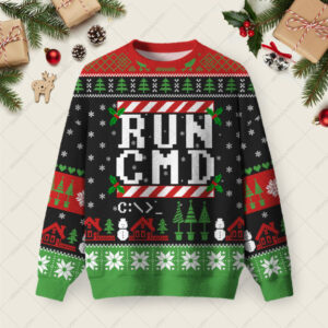 RUN CMD Ugly Christmas Fuzzy Fleece Sweatshirt