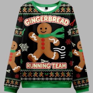 Running Gingerbread Man Christmas Ugly Sweater - gullprint.com