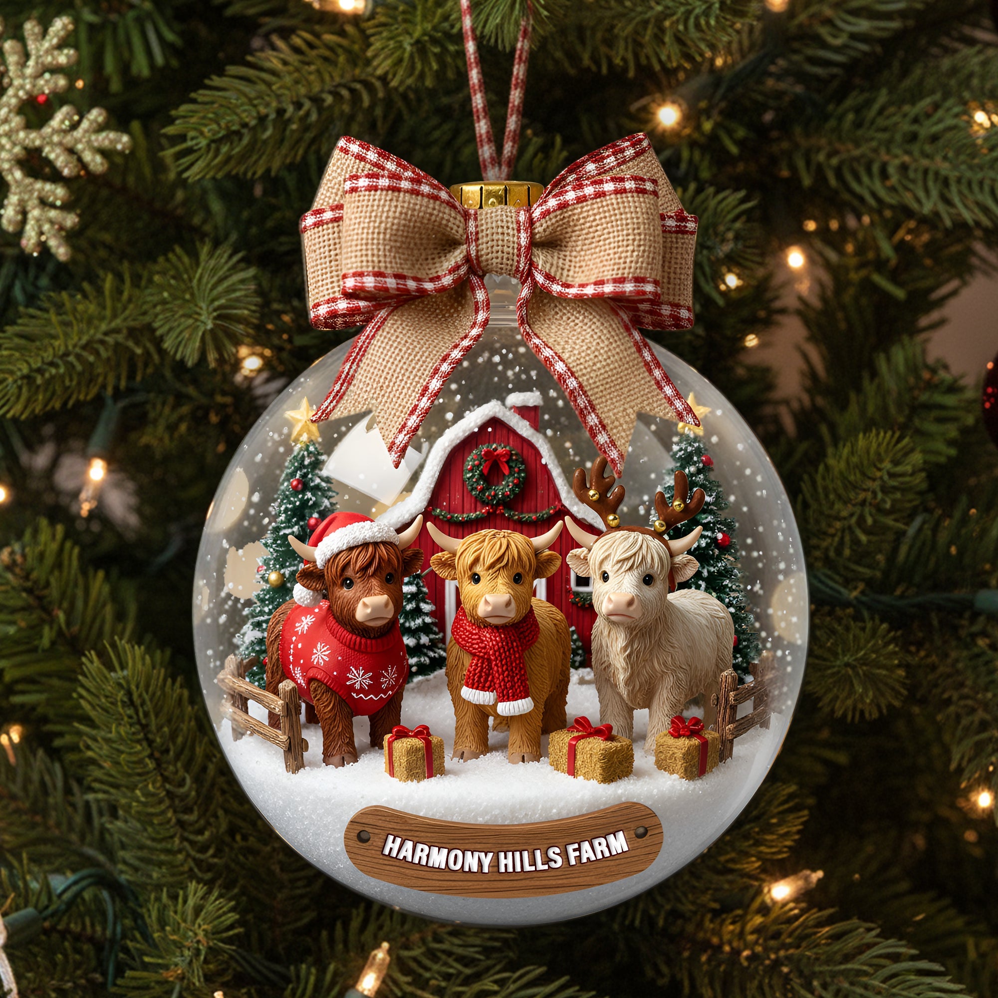 Rustic Highland Cow Farm Ornament - Personalized Gifts For Highland Cow Lovers 05HYLU291025 - Image 3