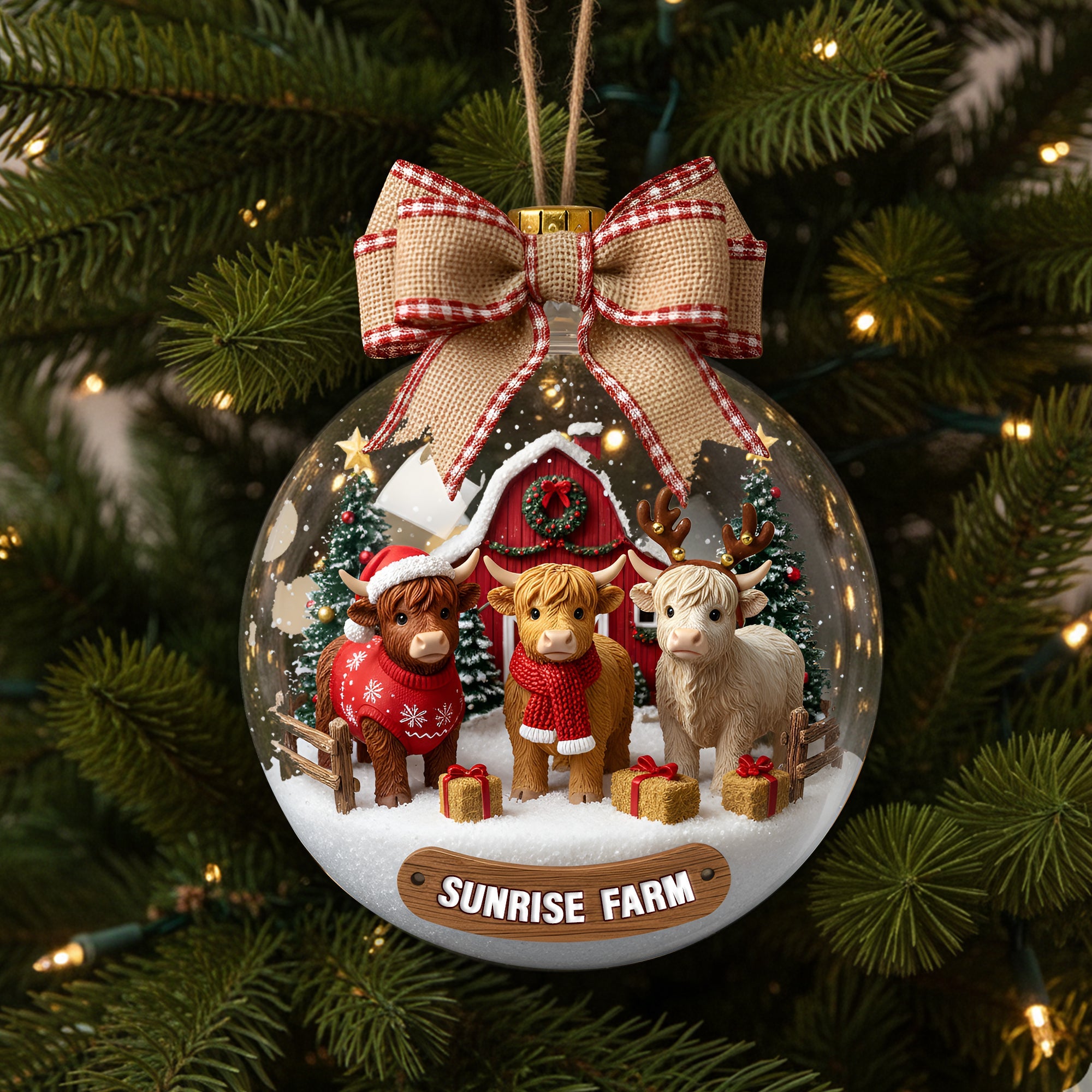 Rustic Highland Cow Farm Ornament - Personalized Gifts For Highland Cow Lovers 05HYLU291025 - Image 4