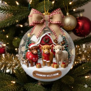 Rustic Highland Cow Farm Ornament - Personalized Gifts For Highland Cow Lovers 05HYLU291025