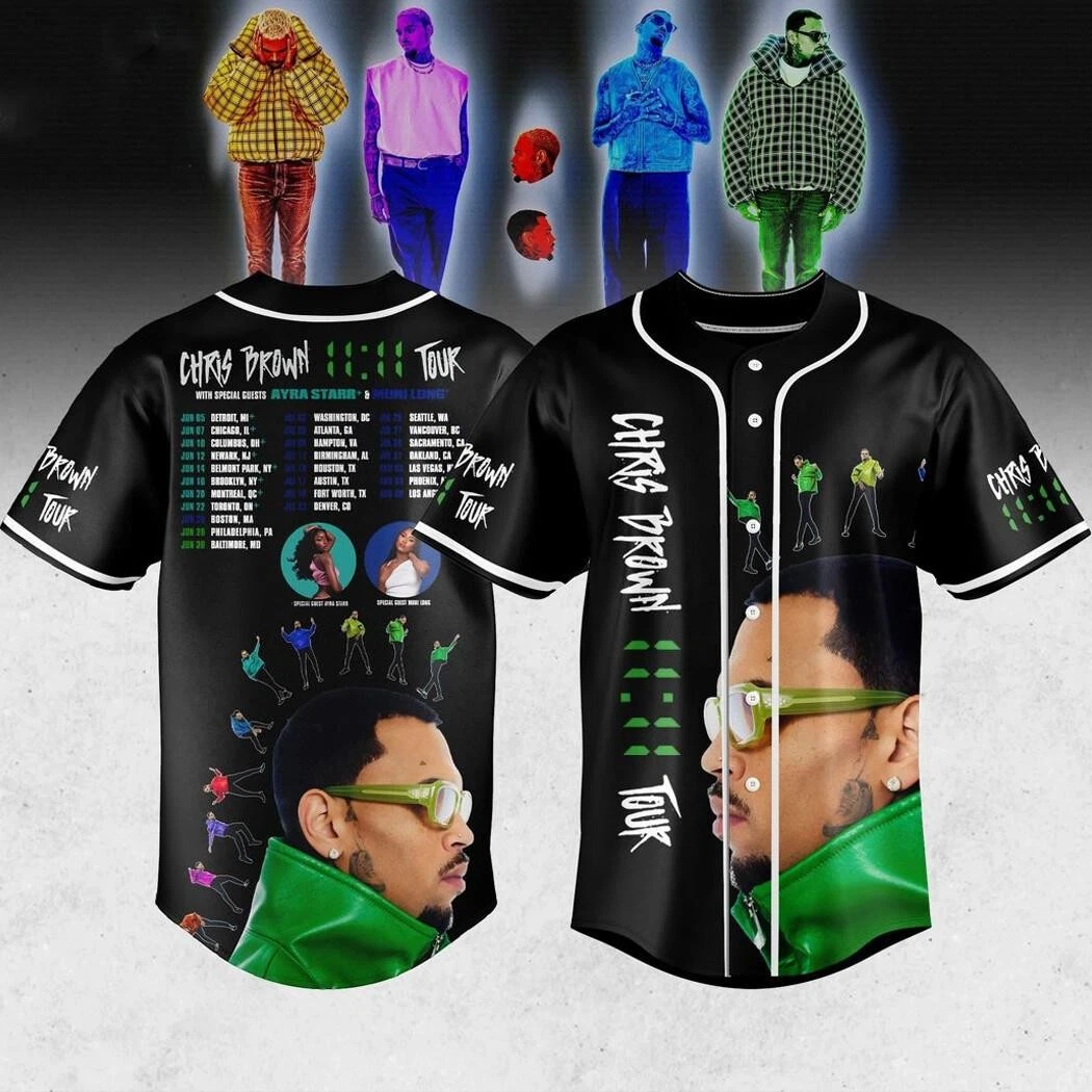 Chris Brown 11:11 Music Tour 2025 Baseball Jersey - Image 2