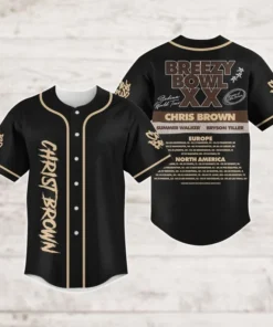 Alternative view of Breezy Bowl XX Music Tour 2025 Baseball Jersey, Chris Brown Jersey Shirt, Concert 2025 Shirt