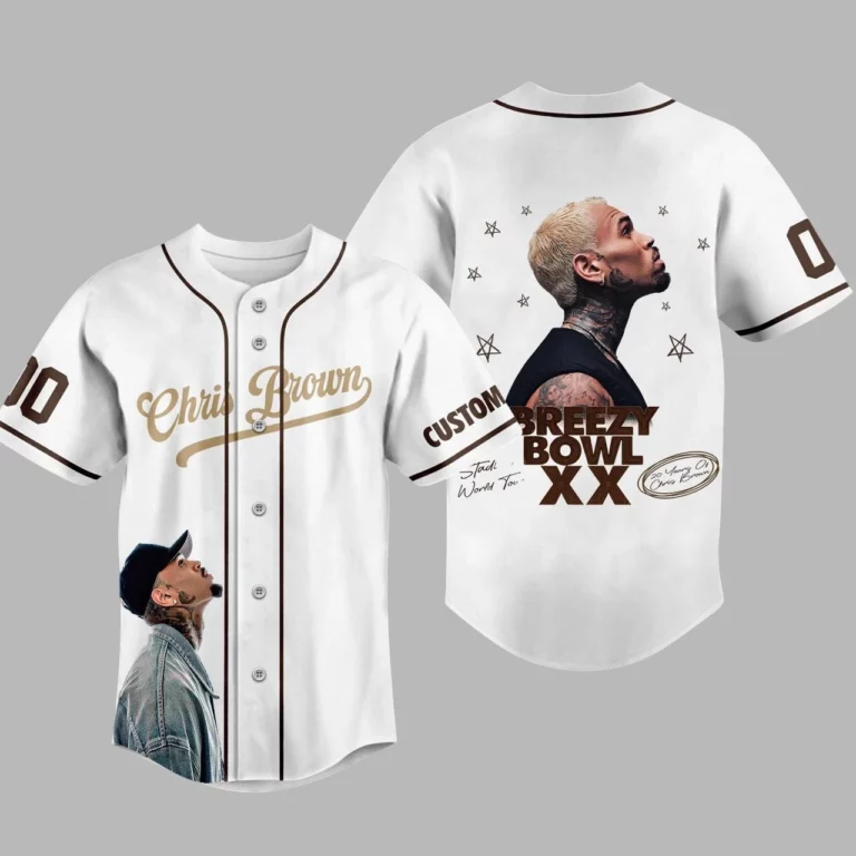 Alternative view of Personalized Chris Brown Breezy Bowl XX Music Tour 2025 Baseball Jersey, Chris Brown Jersey