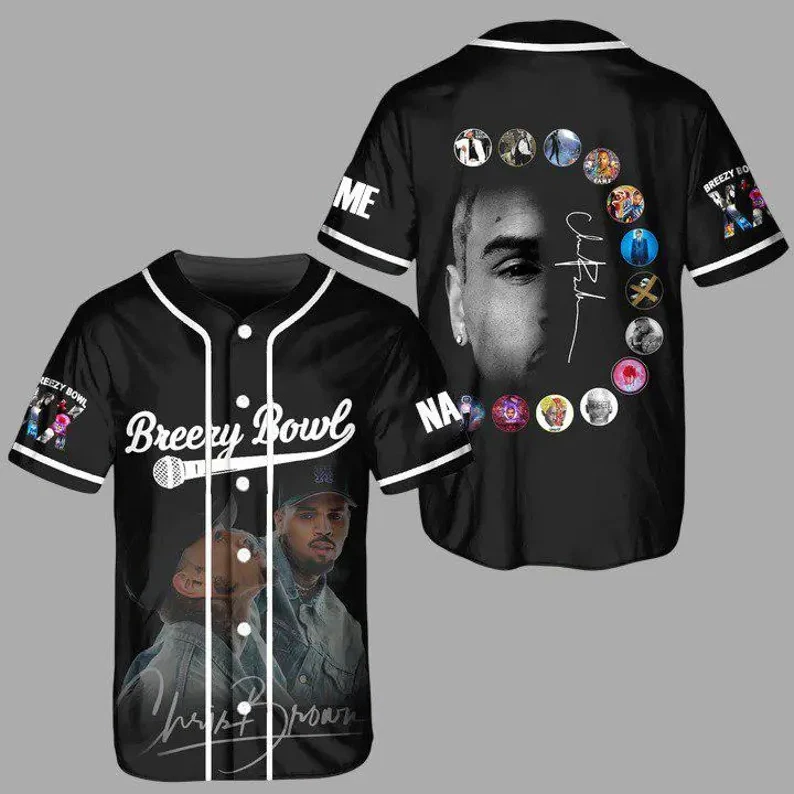 Chris Brown Breezy Bowl XX Music Tour 2025 Baseball Shirt, Chris Brown Jersey Gift - Image 2
