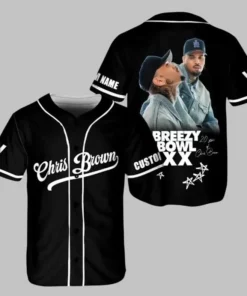 Alternative view of Custom Name Chris Brown Breezy Bowl XX Tour 2025 Jersey, Chris Brown Fan Jersey