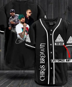 Alternative view of Personalized Unisex Chris Brown Band Printed Baseball Jersey Shirt