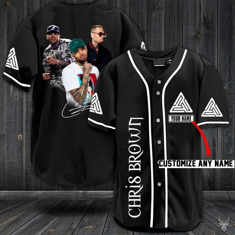 Personalized Unisex Chris Brown Band Printed Baseball Jersey Shirt - Image 2