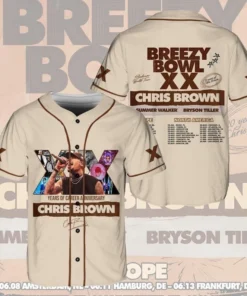 Alternative view of Unisex Breezy Tour Baseball Jersey, Chris Brown Fan Shirt, Music Tour Merch