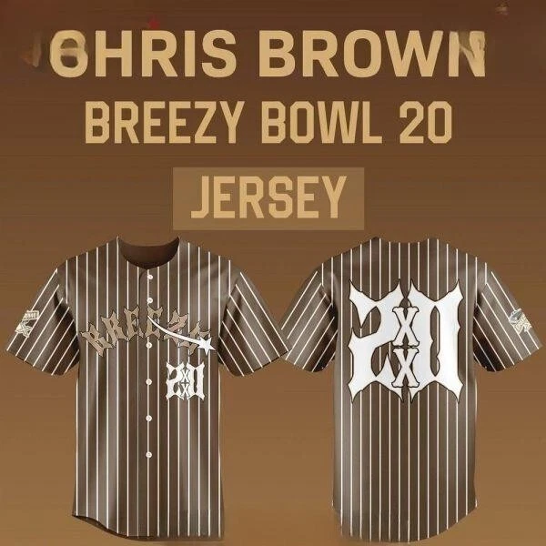 Chris Brown XX Breezy Bowl 20 Special Baseball Jersey - Image 2