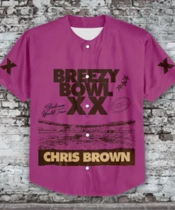 Alternative view of Custom Name Chris Brown Breezy Tour 2025 Pink Football Jersey