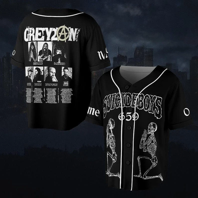 Custom Suicideboys “Grey Day” Tour Baseball Jersey, Horrorcore G59 Skeleton Baseball Jersey - Image 3