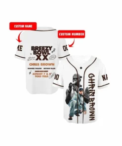 Alternative view of Chris Brown Breezy Bowl Baseball Jersey, Personalized Chris Brown Tour 2025 Jersey
