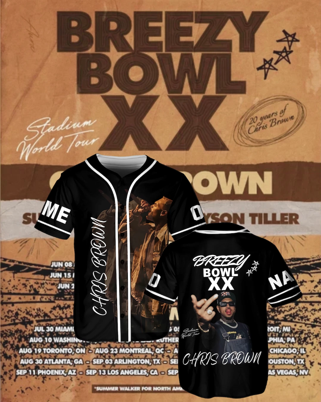 Chris Brown Style Breezy Bowl XX 2025 Tour Jersey - Image 2