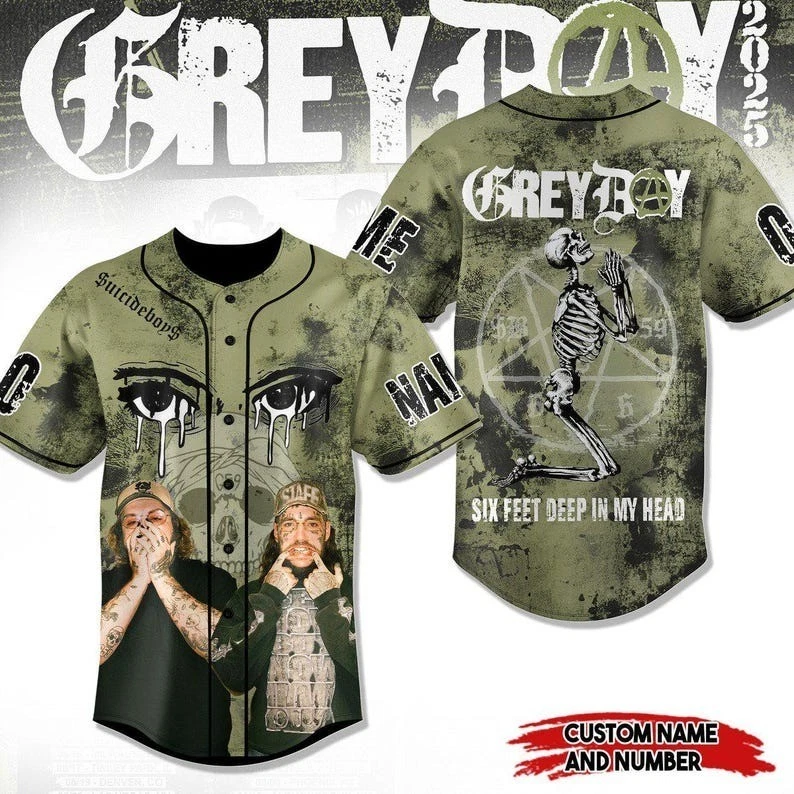 New Unisex Suicideboy Grey Day Tour Concert 2025 Baseball Jersey - Image 3